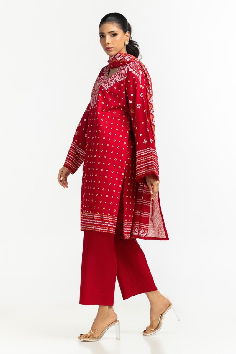 R-115 Gul Ahmed Ready to Wear 3PC Lawn Lacquer Printed Suit IUSTKSD-584