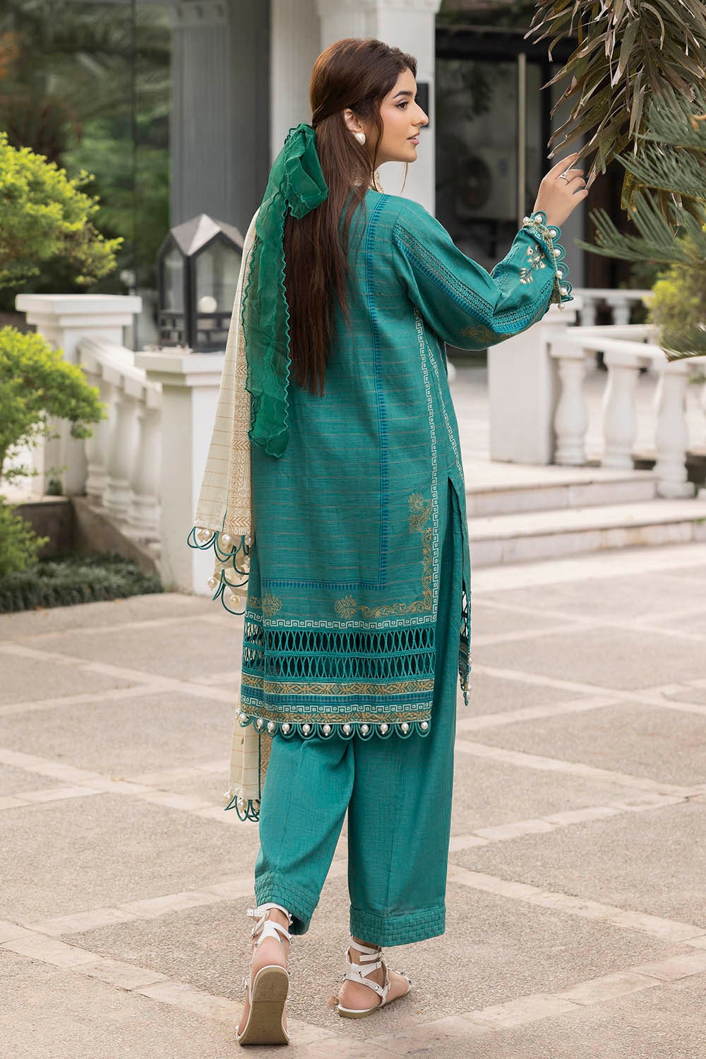 G-117 Gul Ahmed 3 Piece Unstitched Mehsuri Stripe Khaddar Suit K-52059