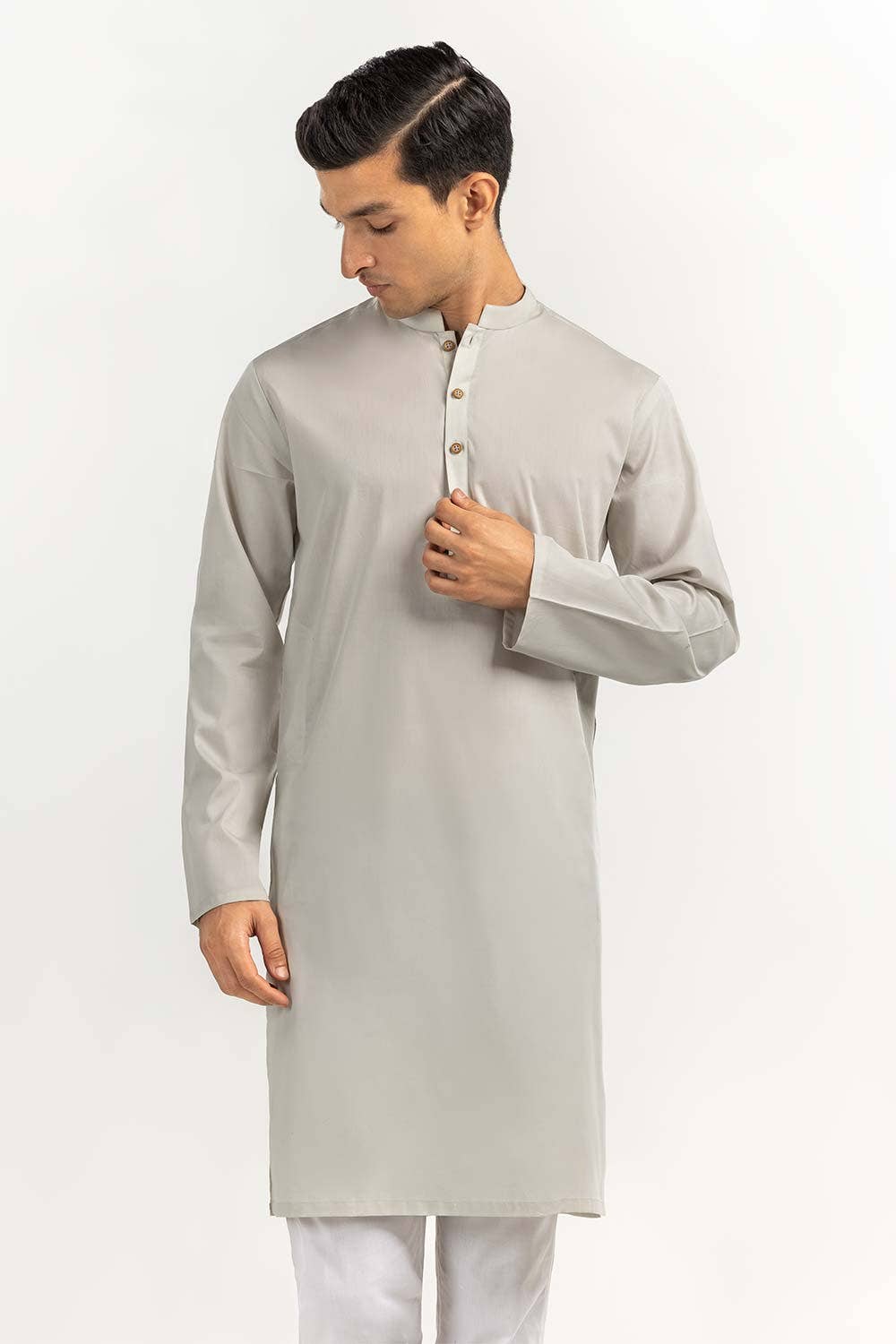 Gul Ahmed Ready to Wear Men's Lite Green Basic Kurta KR-PLN22-049