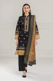 R-116 Gul Ahmed Ready to Wear 3PC Gold Printed Lawn Suit IUSTKSD-413