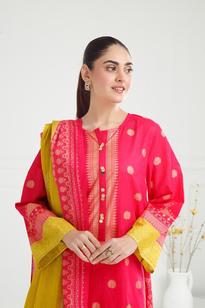 R-118 Gul Ahmed Ready to Wear 3PC Lawn Gold Printed Suit IUSTKSD-414