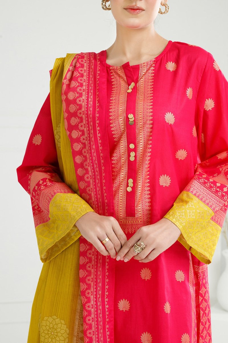 R-118 Gul Ahmed Ready to Wear 3PC Lawn Gold Printed Suit IUSTKSD-414