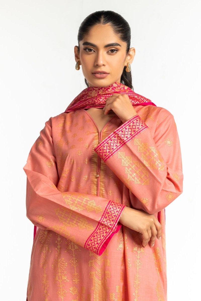 R-109 Gul Ahmed Ready to Wear 3PC Lawn Gold Printed Suit IUSTKSD-457