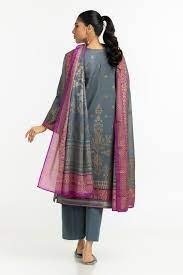 R-114Gul Ahmed Ready to Wear 3PC Gold Printed Lawn Suit IUSTKSD-458