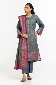 R-114Gul Ahmed Ready to Wear 3PC Gold Printed Lawn Suit IUSTKSD-458