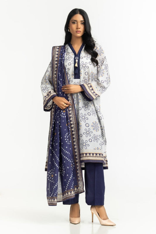 R-106 Gul Ahmed Ready to Wear 3PC Lawn Gold And Lacquer Printed Suit IUSTKSD-522