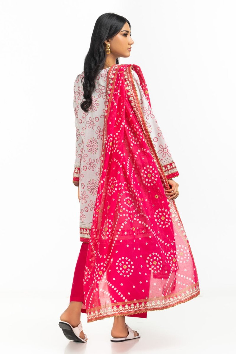 R-102 Gul Ahmed Ready to Wear 3PC Lawn Gold And Lacquer Printed Suit IUSTKSD-523