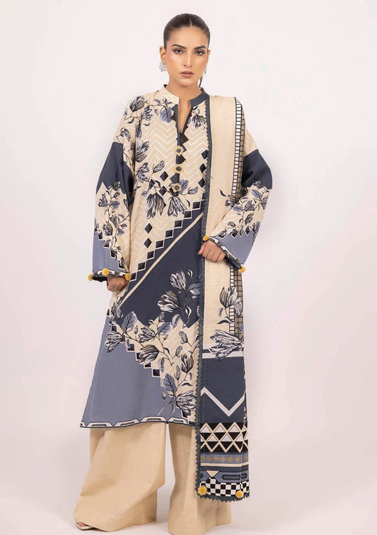 G-110 Gul Ahmed 3 Piece Unstitched Printed Khaddar Suit K-52023