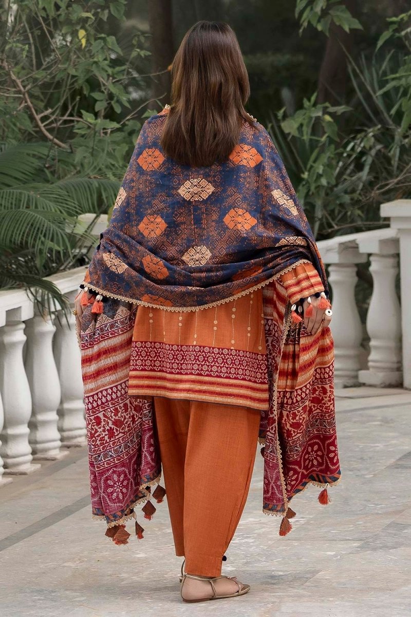 G-102 Gul Ahmed 3 Piece Unstitched Printed Khaddar Suit K-52038