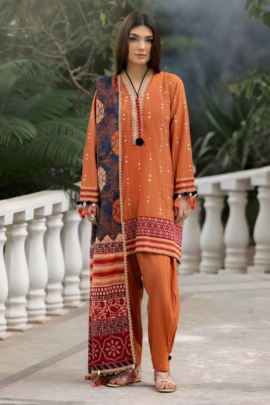 G-102 Gul Ahmed 3 Piece Unstitched Printed Khaddar Suit K-52038