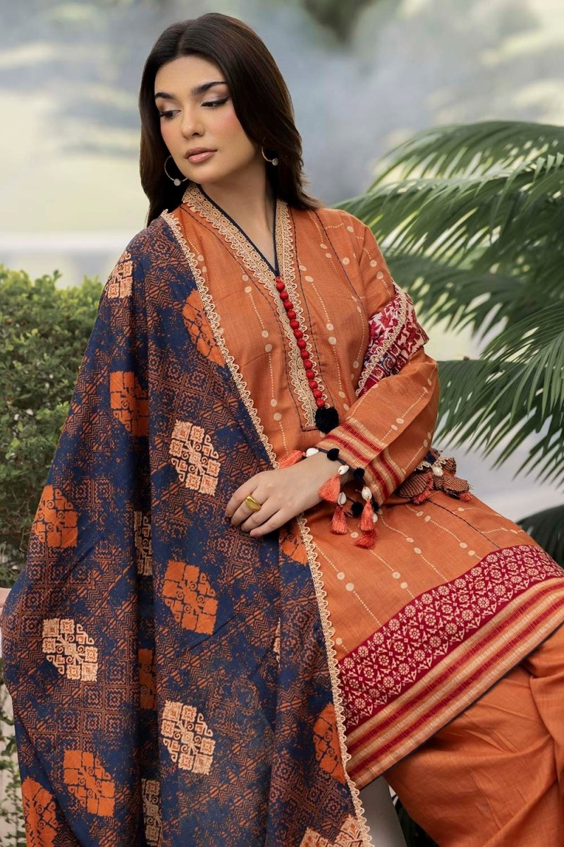 G-102 Gul Ahmed 3 Piece Unstitched Printed Khaddar Suit K-52038