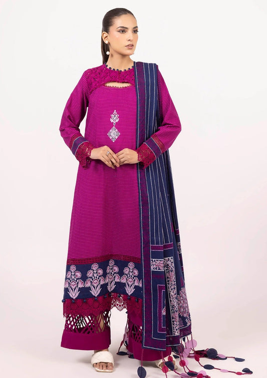 G-112 Gul Ahmed 3 Piece Unstitched Printed Khaddar Suit K-52056