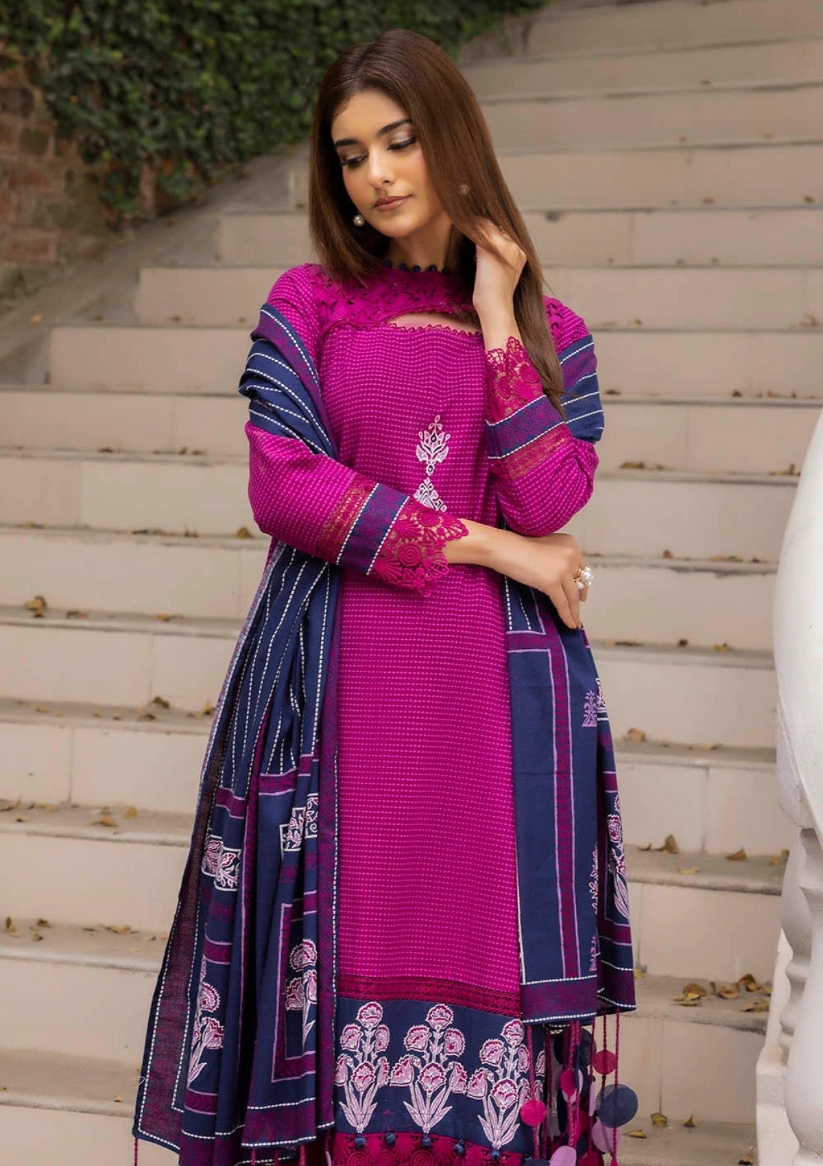 G-112 Gul Ahmed 3 Piece Unstitched Printed Khaddar Suit K-52056