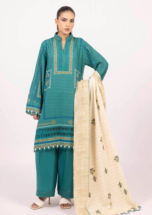 G-117  Gul Ahmed 3 Piece Unstitched Mehsuri Stripe Khaddar Suit K-52059