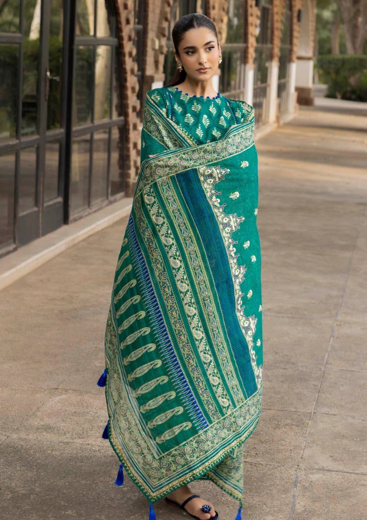 G-109 Gul Ahmed 3 Piece Unstitched Printed Stripe Khaddar Suit K-52080