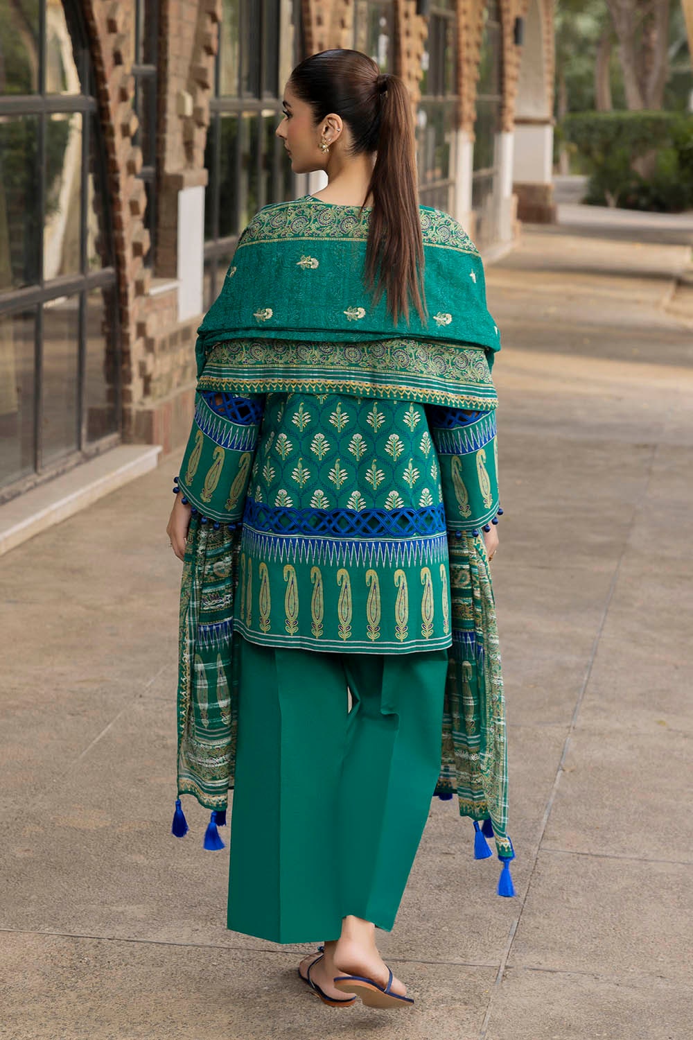 G-109 Gul Ahmed 3 Piece Unstitched Printed Stripe Khaddar Suit K-52080