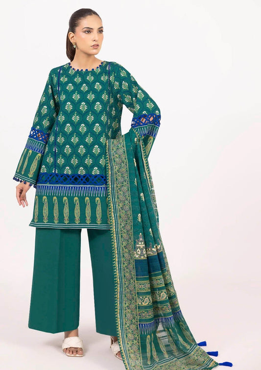 G-109 Gul Ahmed 3 Piece Unstitched Printed Stripe Khaddar Suit K-52080