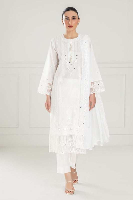 Gul Ahmed 3 Piece Unstitched Embroidered Lawn Suit with Embroidered Chiffon Dupatta PM-52037