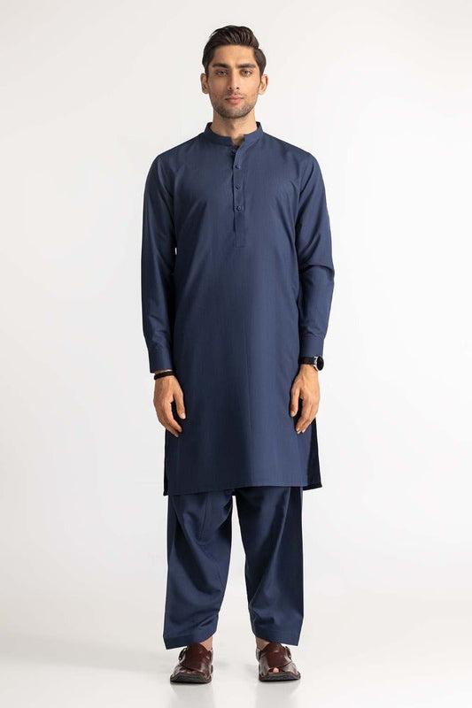 Gul Ahmed Ready to Wear Men's Navy Blue Basic Suit SK-P24-009