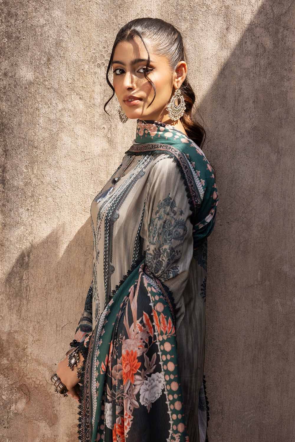 Gul Ahmed 3PC Unstitched Printed Lawn Suit with Woven Stripe Dupatta SP-42039